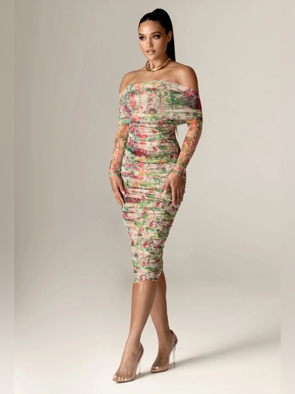 NWT ALIAVA Hayley Off Shoulder Midi Dress (Floral Serenade) Size Small